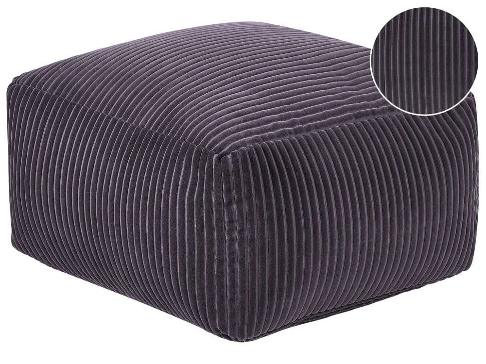 pouf en tissu gris 50x30cm
