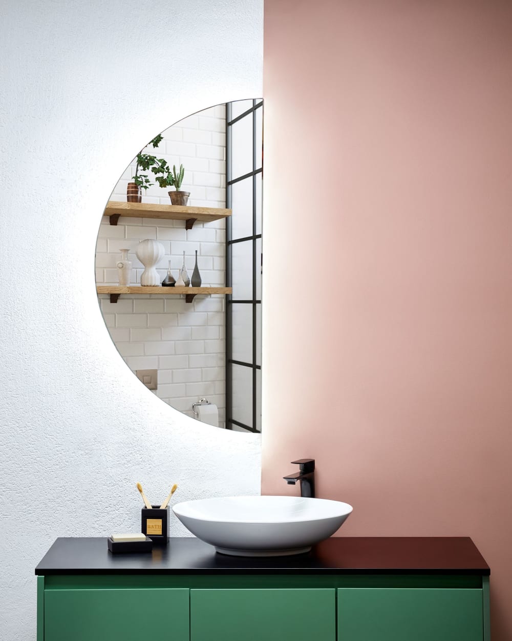 Miroir de salle de bain LED en verre argenté 100x50