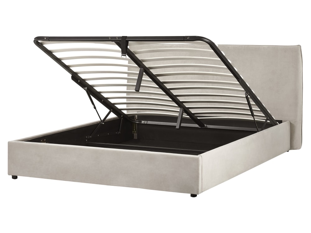 Cadre de lit en tissu beige 160x200