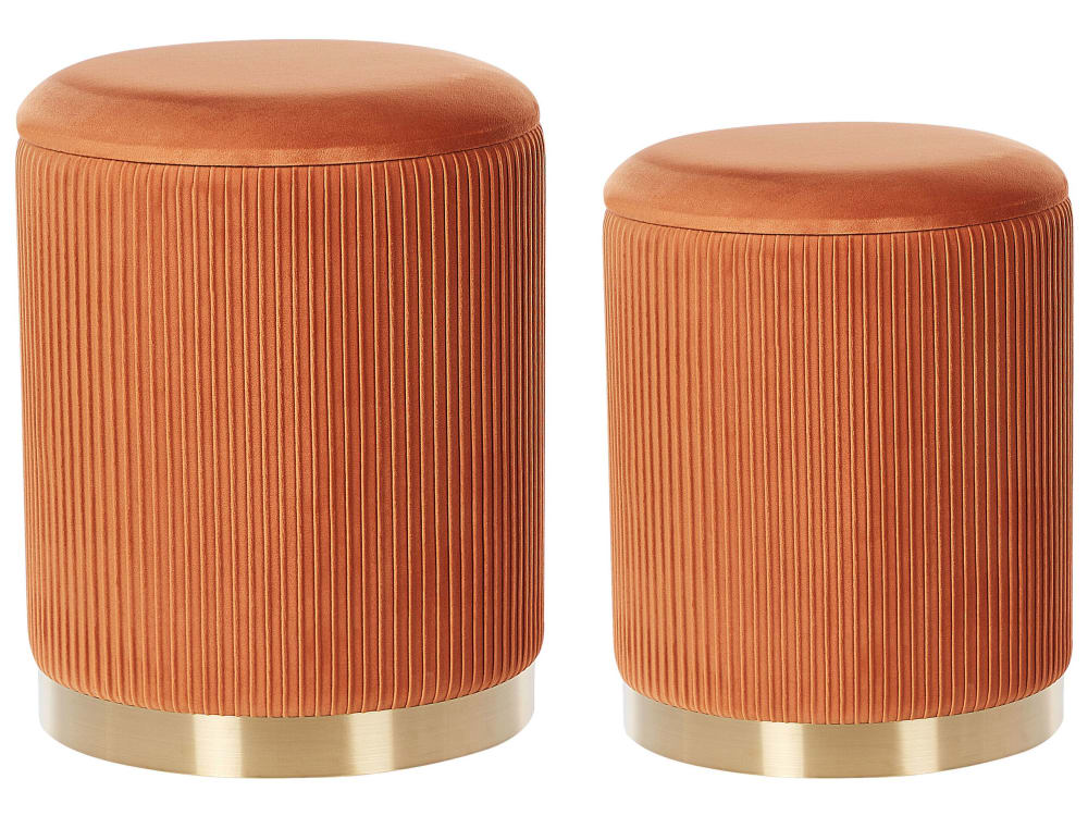 Lot de 2 poufs en tissu - orange