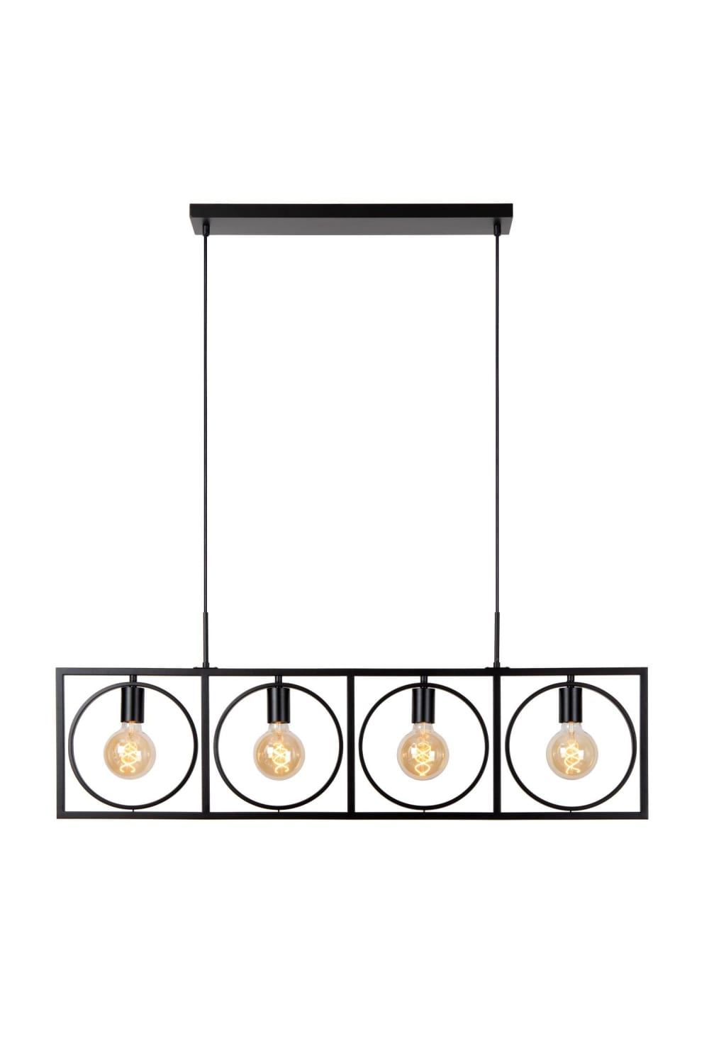 suspension métal 4 lumières - noire