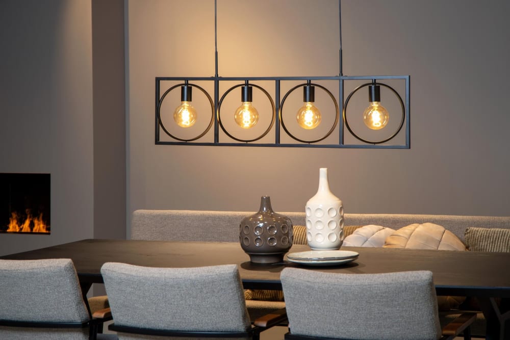 Suspension métal 4 lumières noire - Maisons du Monde