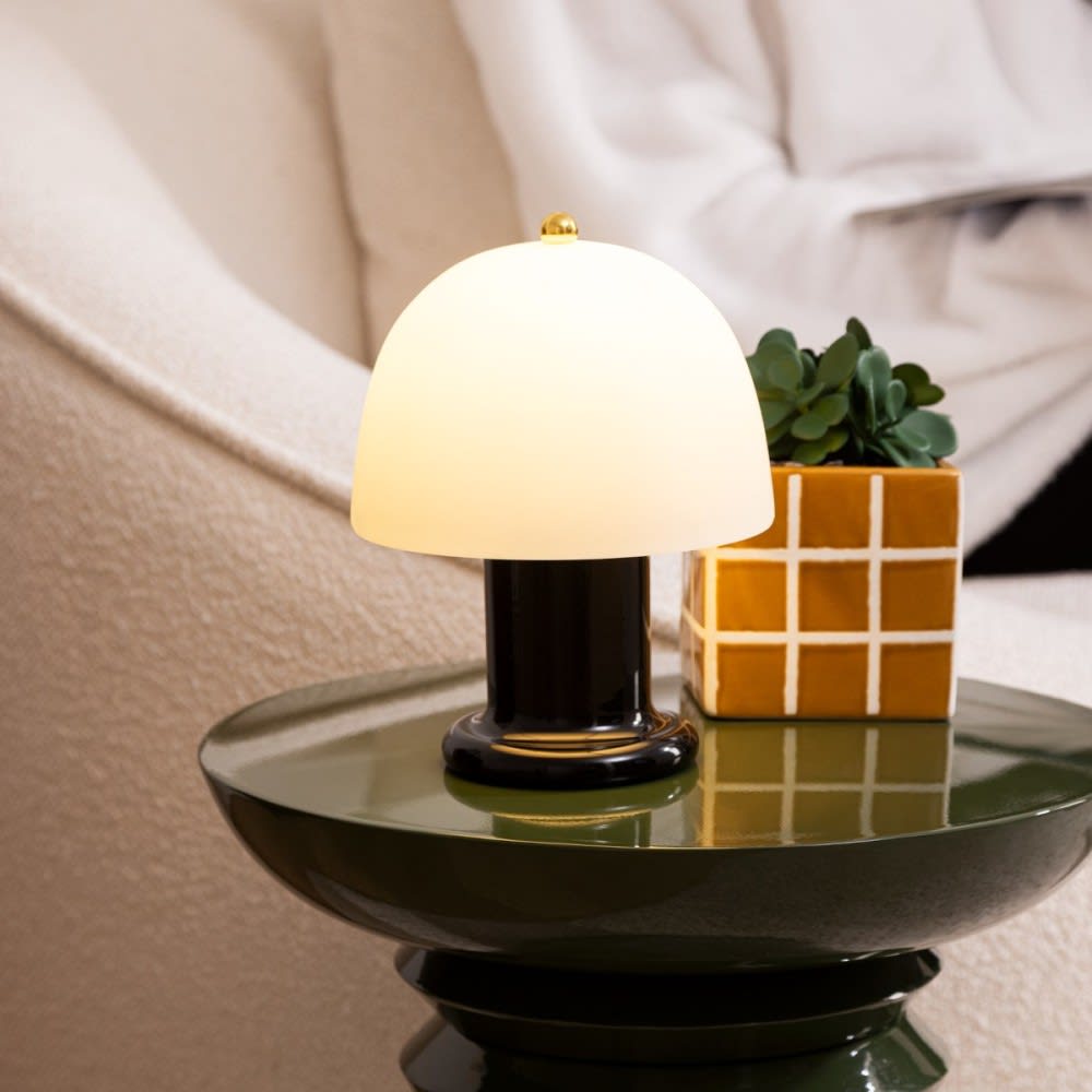 Lampe led en verre noir h 21 cm - Maisons du Monde