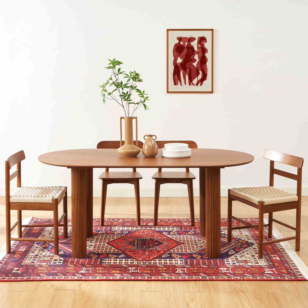 Table de séjour placage chêne couleur noyer 180cm