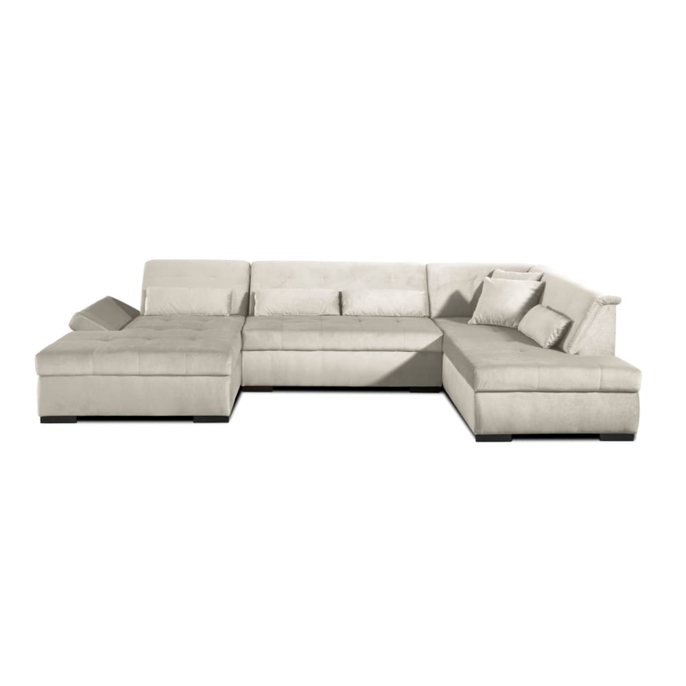 Canapé panoramique 7 places Angle droit en Velours Beige