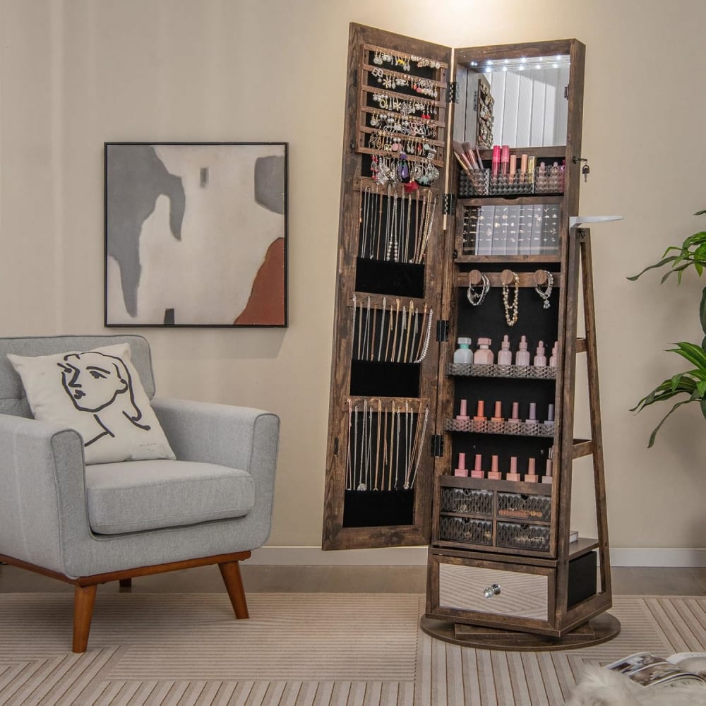 Armoire à bijoux sur pied led marron - Maisons du Monde