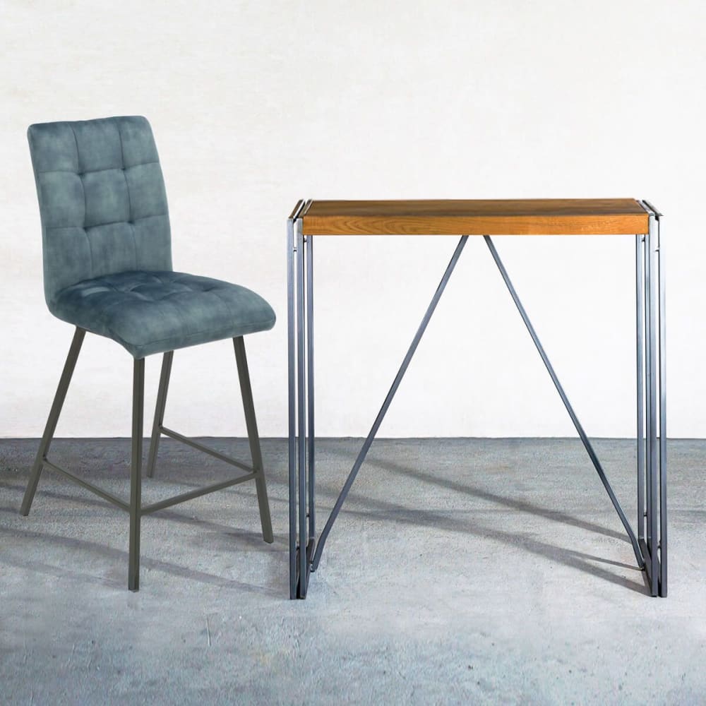 Lot de 2 tabourets de bar capitonnés bleu gris - Maisons du Monde