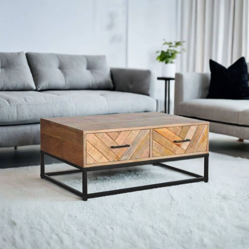 Table basse 2 tiroirs en manguier massif - Maisons du Monde