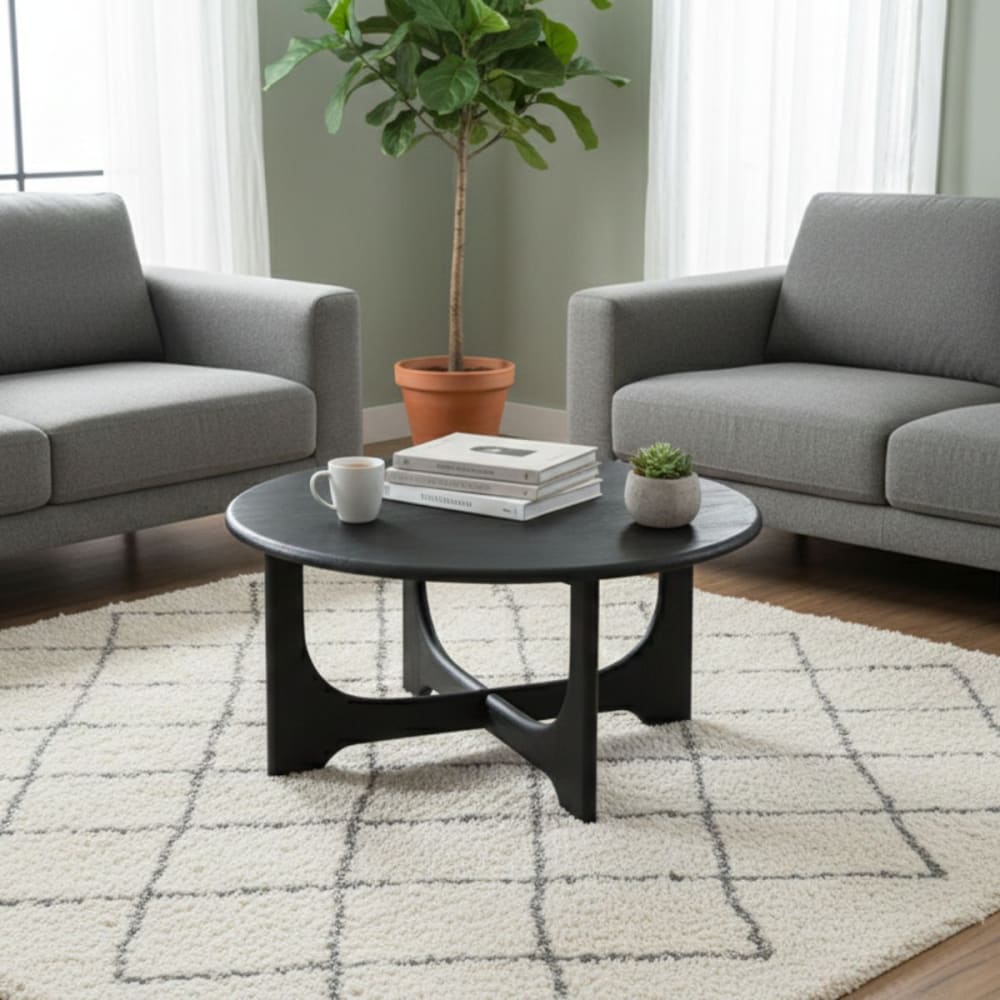 Table basse en acacia massif vernis teinté noir - Maisons du Monde