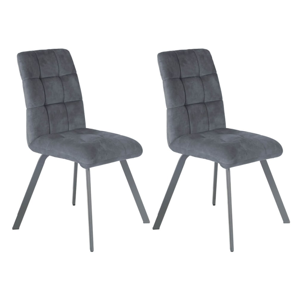 Lot de 2 chaises capitonnées gris Lot de 2 chaises capitonnées gris