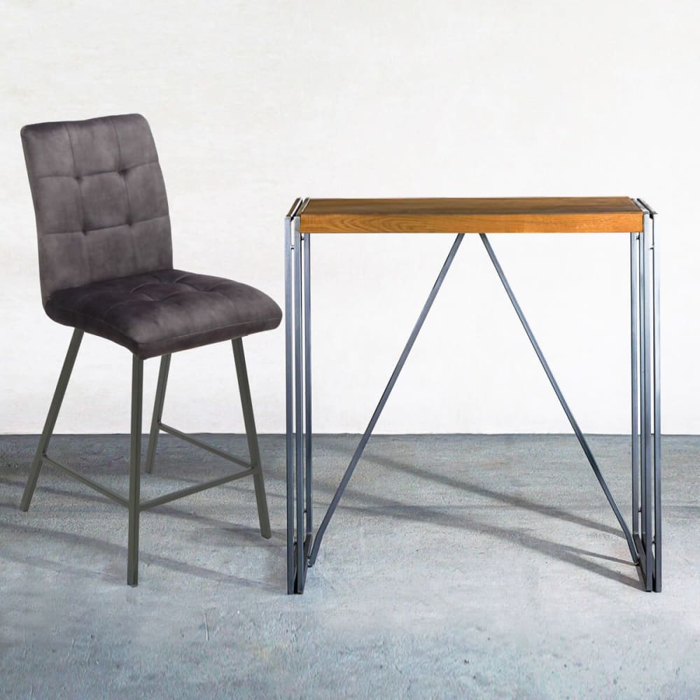 Lot de 2 tabourets de bar capitonnés gris - Maisons du Monde