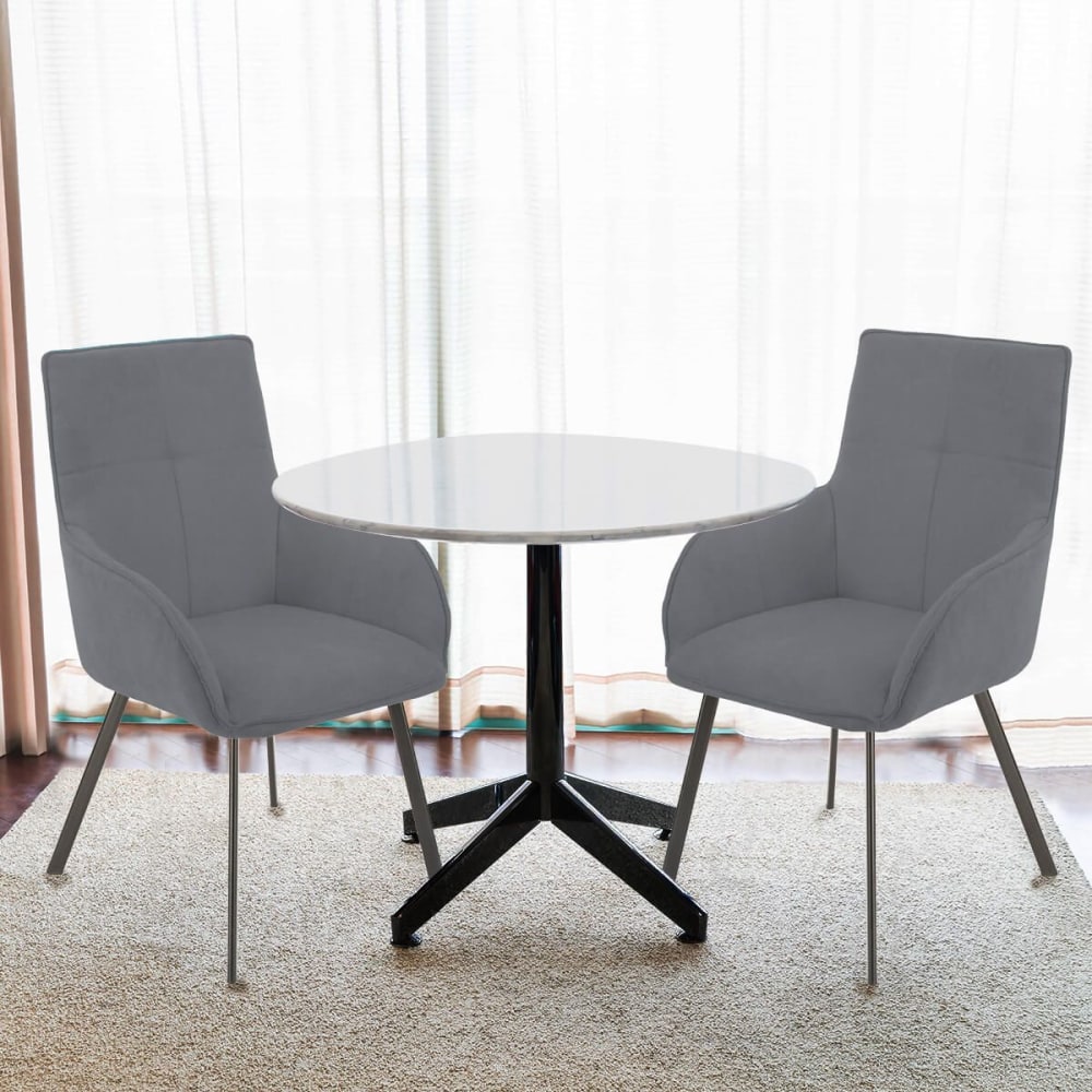 Lot de 2 fauteuils gris piètement gris mat