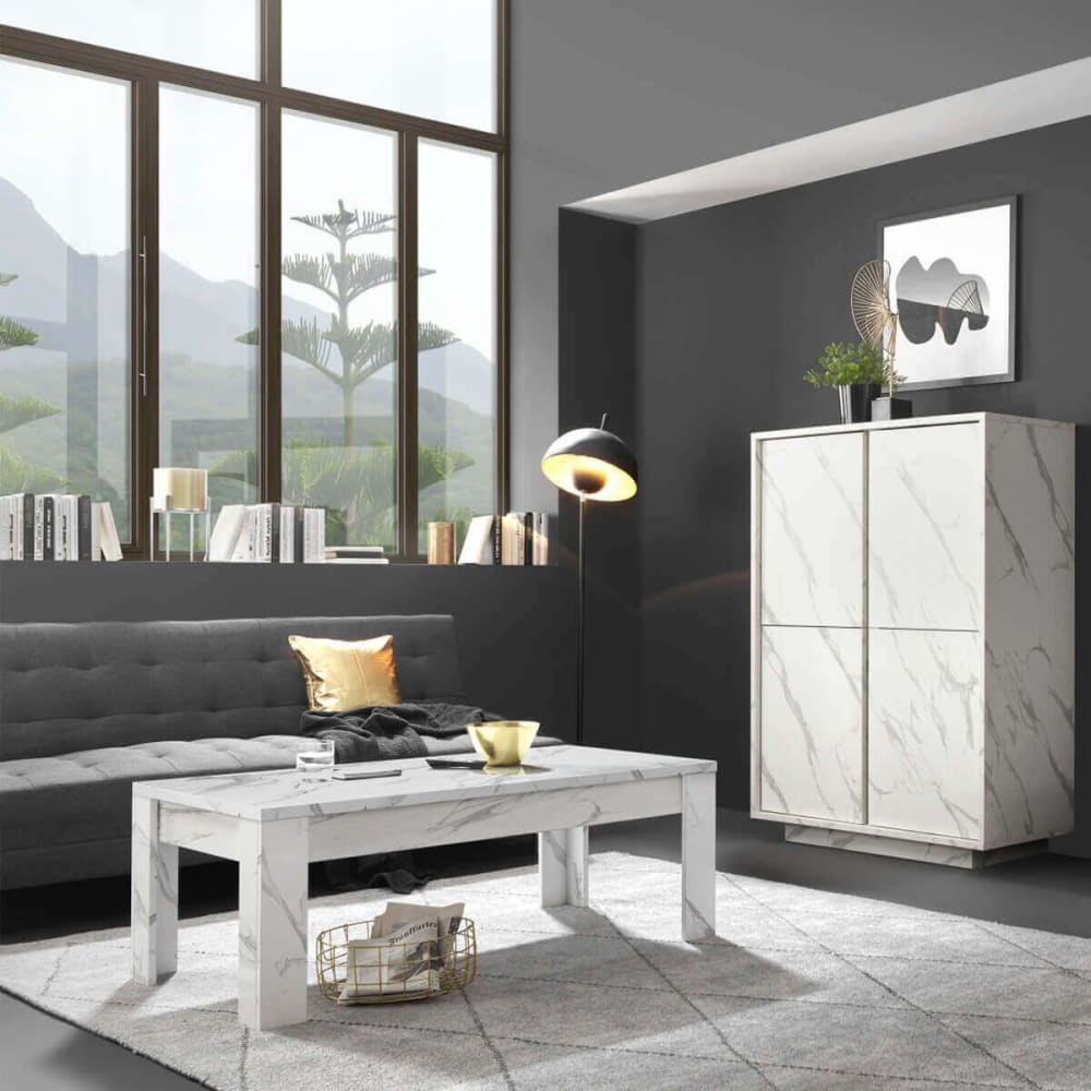 Table basse rectangulaire aspect marbre blanc - Maisons du Monde