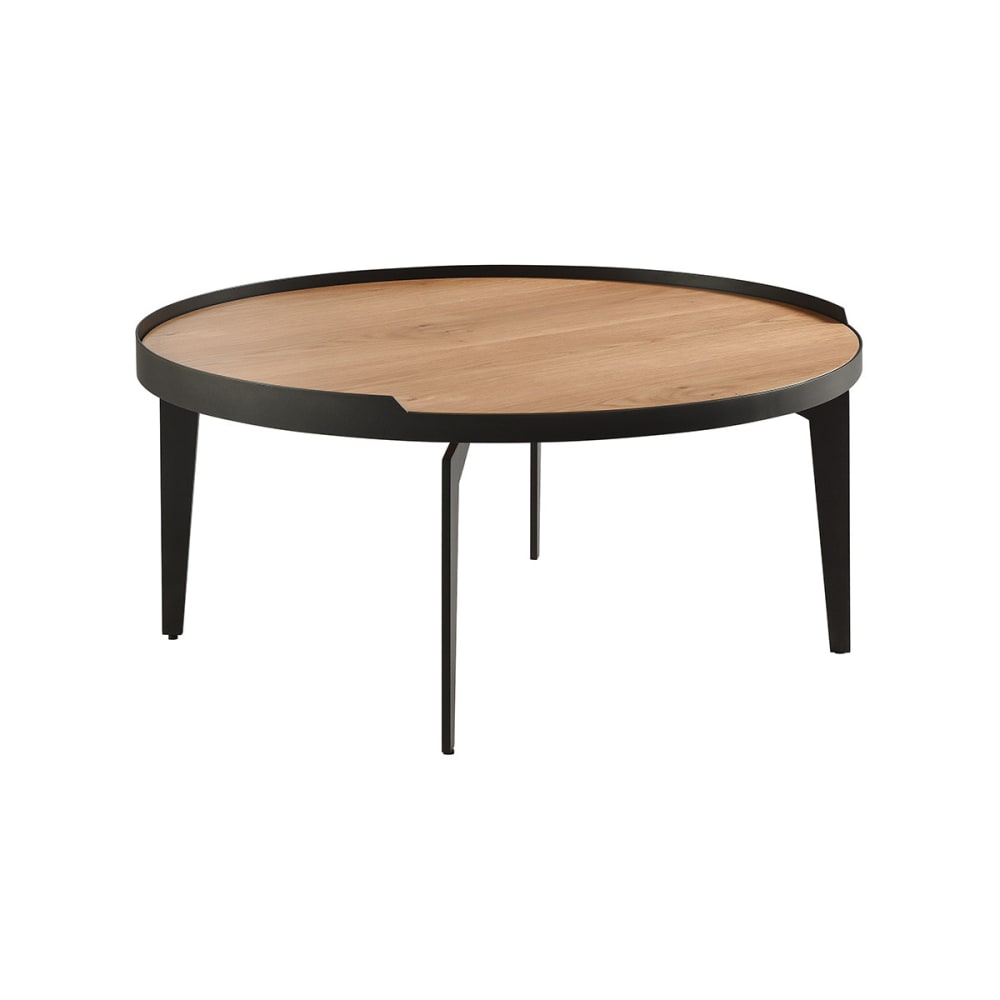 Table basse plaquée chêne cadre métal gris anthracite