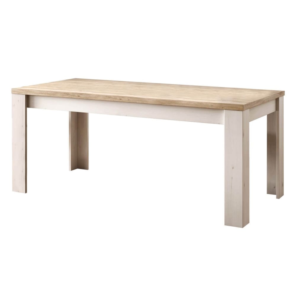 Table repas 180cm aspect chêne blanchi et chêne clair