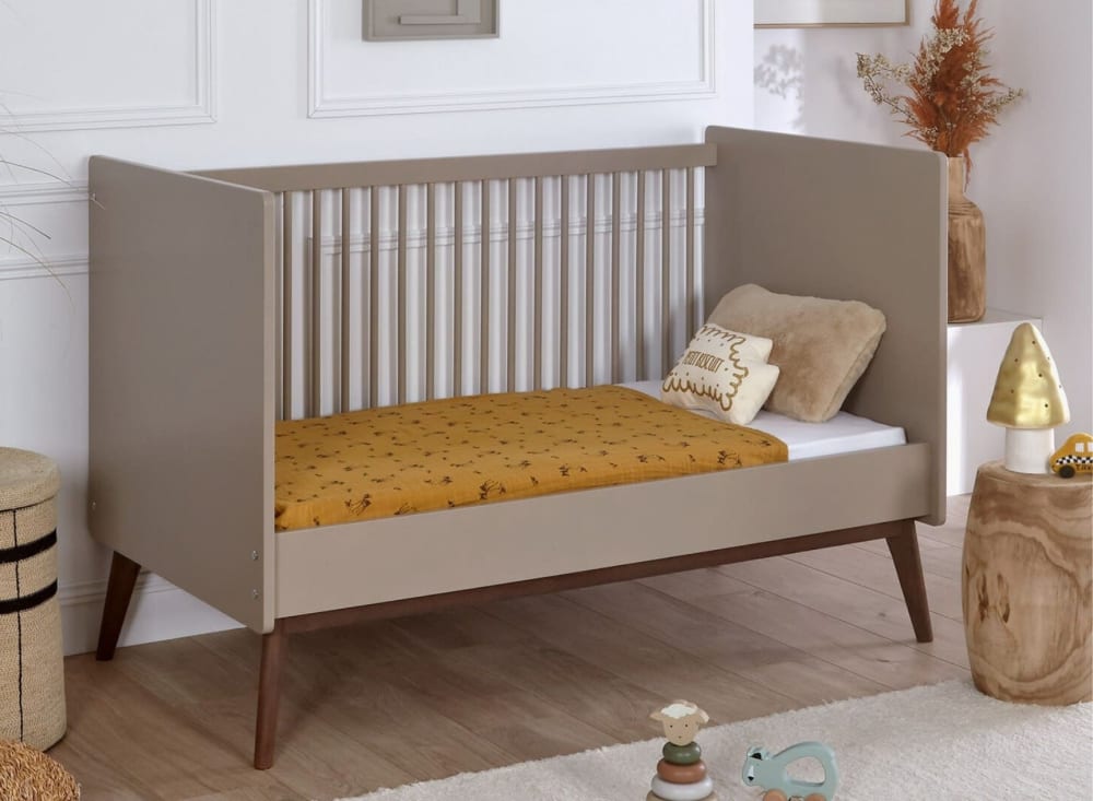 Lit bébé évolutif 70x140 Argile et Noyer (Nateo Concept) - Image 3