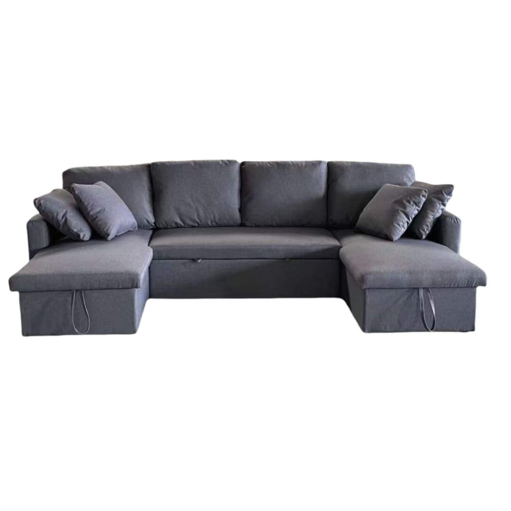 Panorama-Schlafsofa mit Stauraum für 4 Personen aus Stoff –