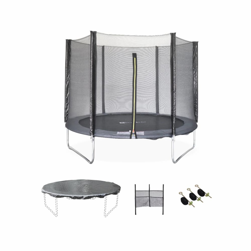 sweeek Trampolin 250 cm, grau, mit Zubehör - Stahl