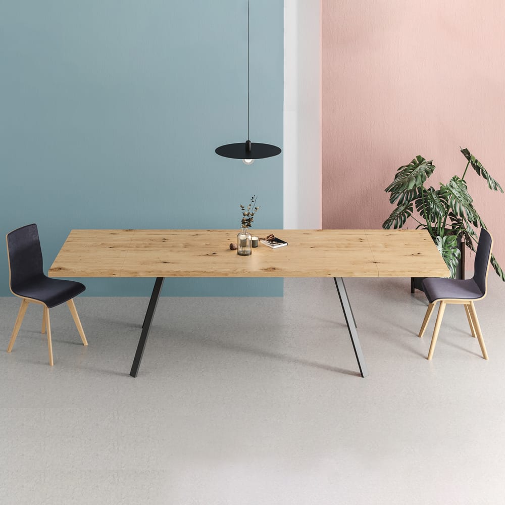 Ausziehbarer Esstisch aus Eichenholz 200x100 + 1x50 cm - Maisons