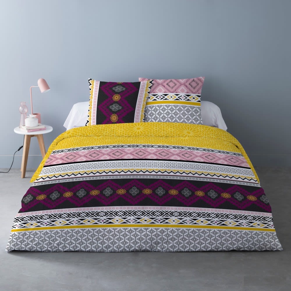 Parure de couette 100% coton 57 fils imprimée 240x220cm 2 taies