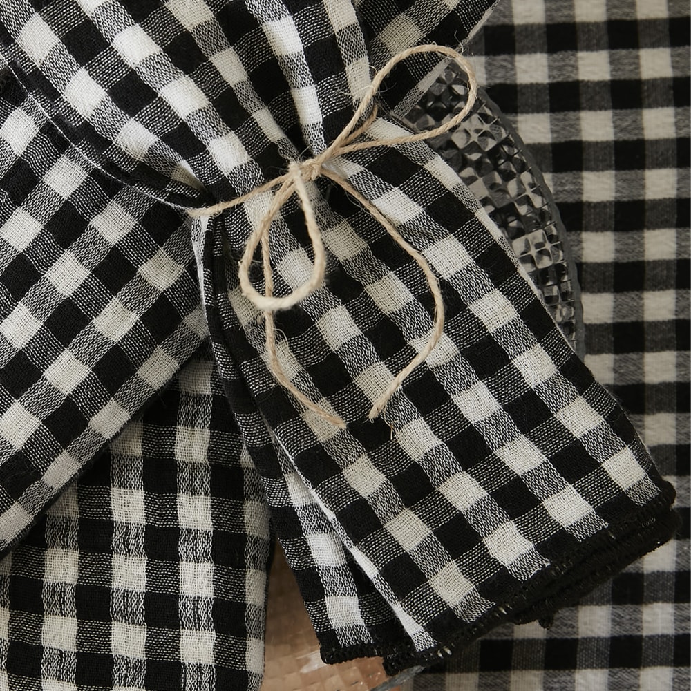 Lot de 3 serviettes gaze de coton quadri truffe 40x40 cm - Maisons du Monde