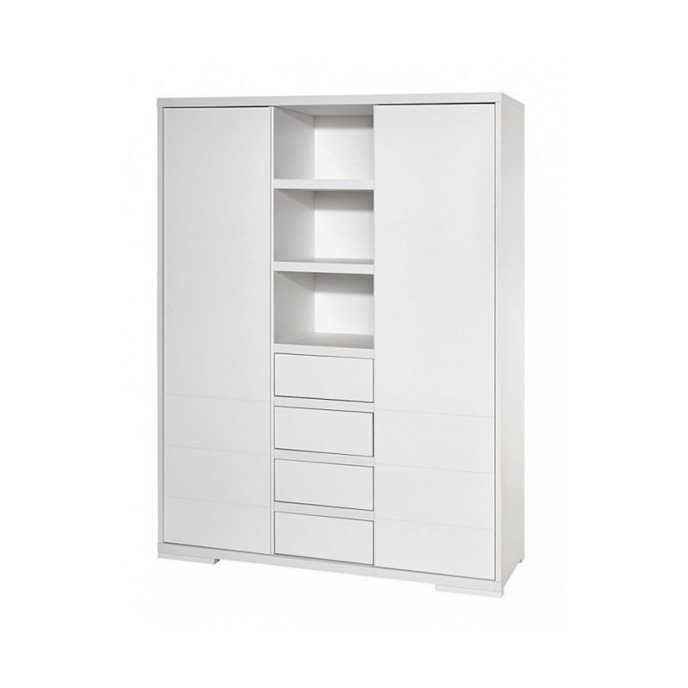 SCHARDT Armoire Bb 2 Portes 4 Tiroirs Bois Laqu Blanc Maxx White L 139 X H 191 X P 53 Cm