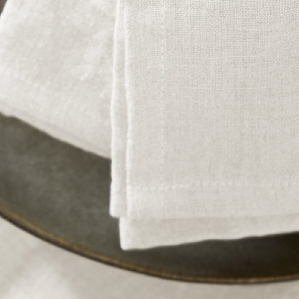 Lot de 3 serviettes lin français craie 40x40 cm - Maisons du Monde
