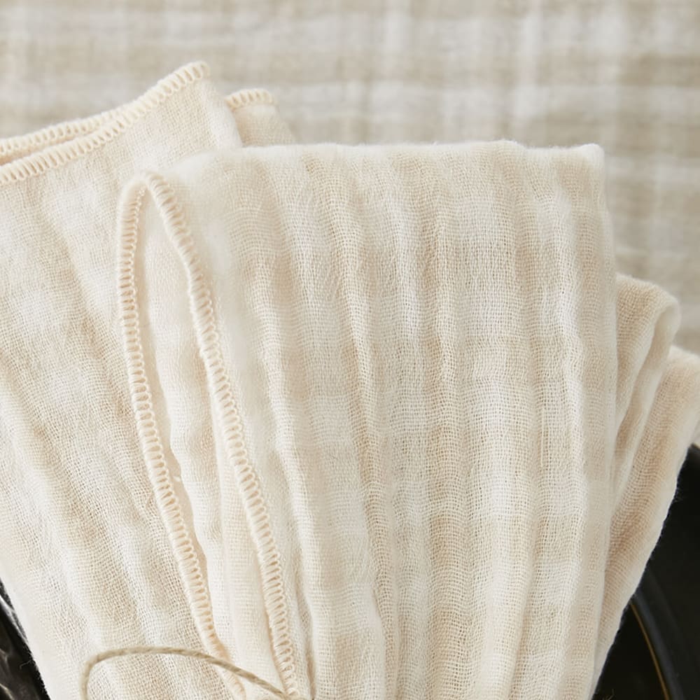 Lot de 3 serviettes gaze de coton quadri naturel 40x40 cm - Maisons du Monde