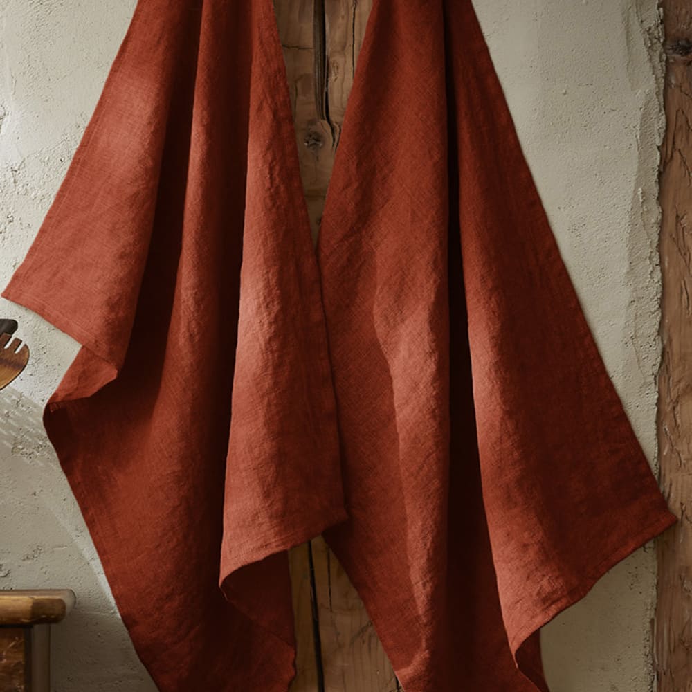 Lot de 2 essuie-vaisselle lin français paprika 50x70 cm - Maisons du Monde