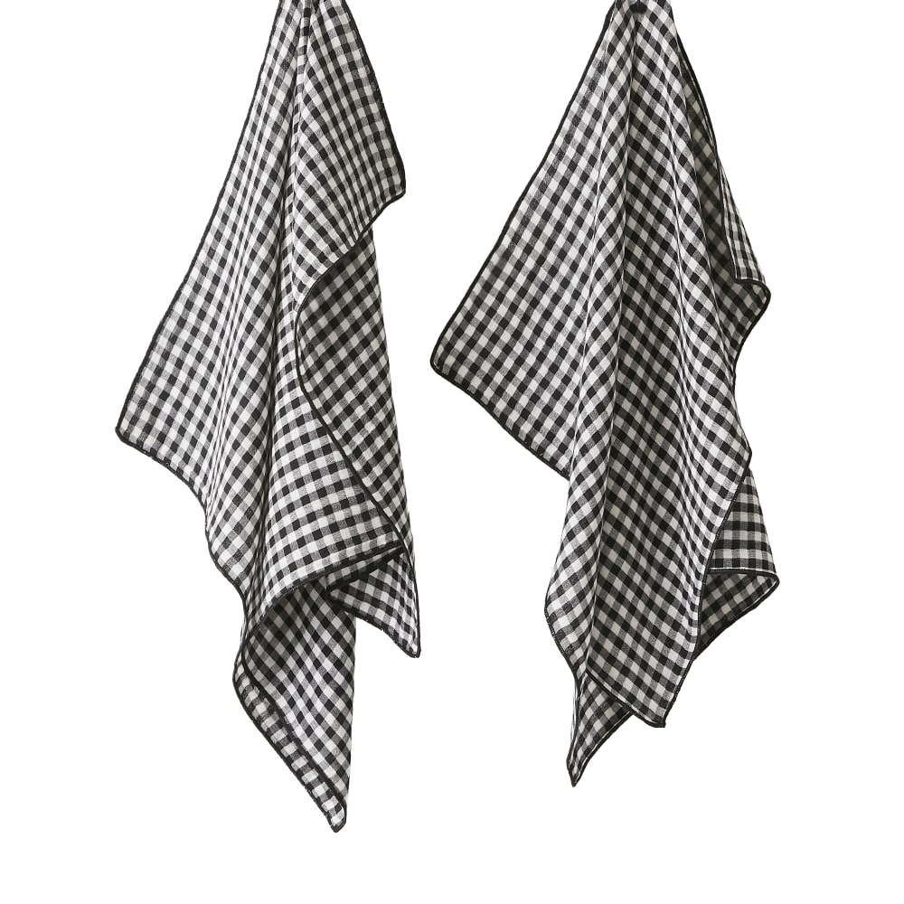 Lot de 2 essuie-mains gaze de coton quadri truffe 50x70 cm Lot de 2 essuie-mains gaze de coton quadri truffe 50x70 cm