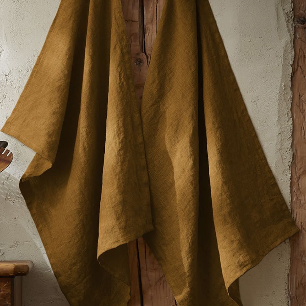 Lot de 2 essuie-vaisselle lin français caramel 50x70 cm - Maisons du Monde