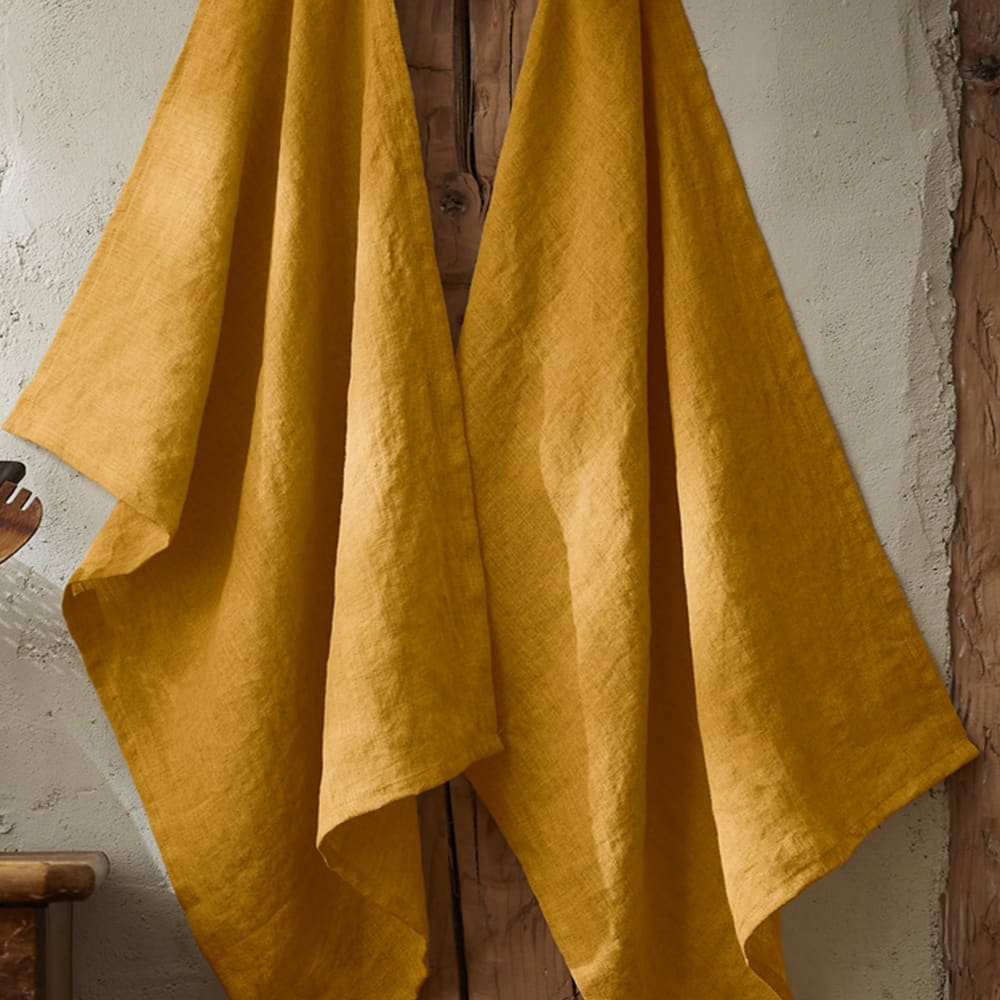 Lot de 2 essuie-vaisselle lin français miel 50x70 cm - Maisons du Monde