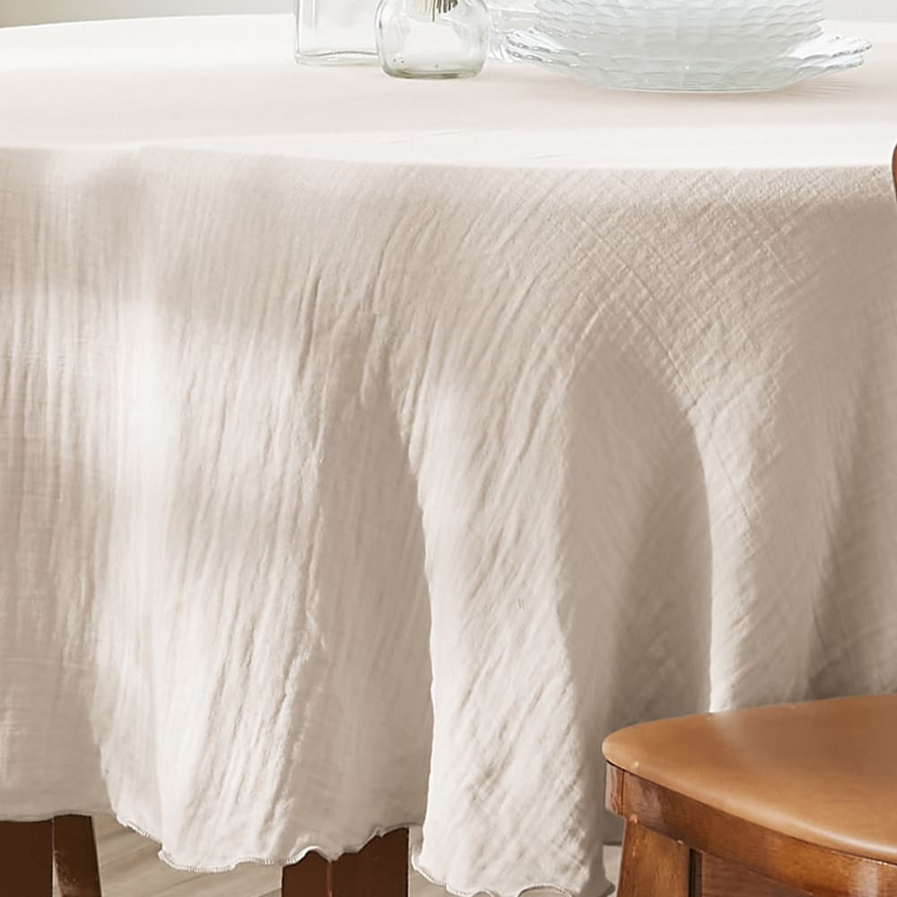 Nappe ronde gaze de coton naturel 180x180 cm — vue 3