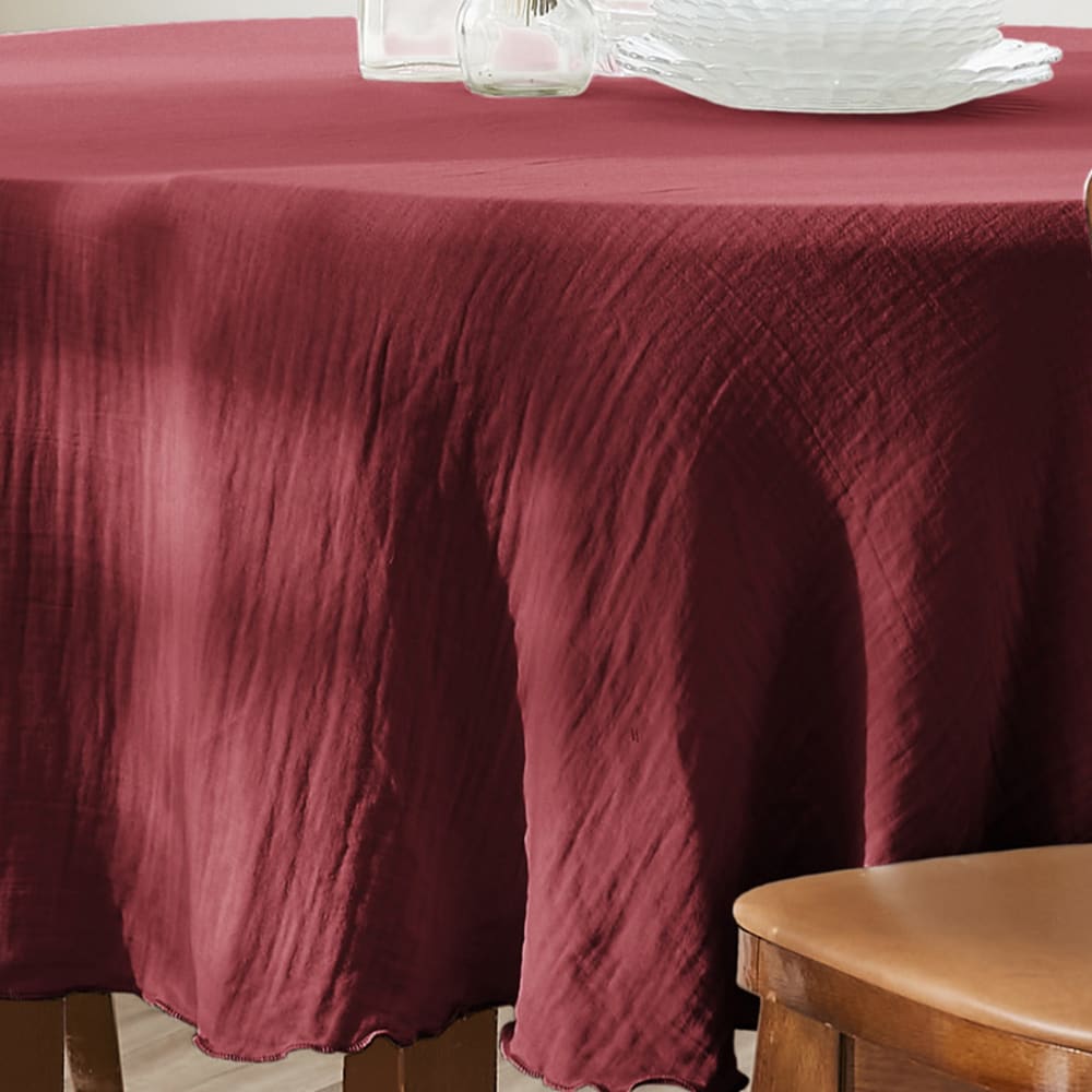 Nappe ronde gaze de coton lie de vin 180x180 cm - Maisons du Monde