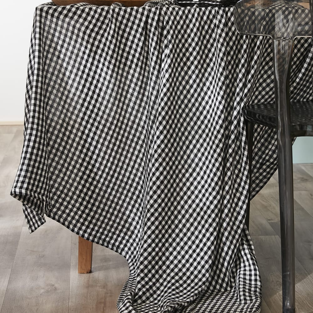 Nappe rectangle gaze de coton quadri truffe 150x350 cm - Maisons du Monde