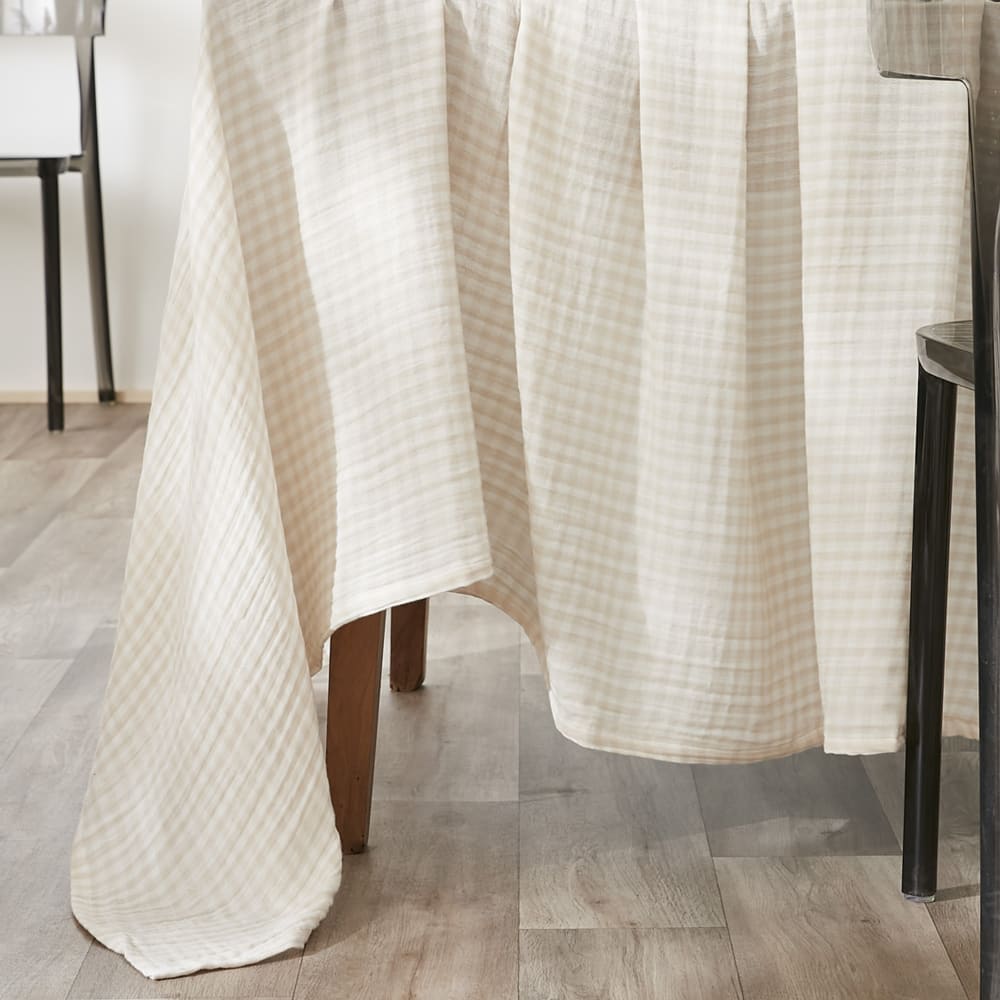 Nappe rectangle gaze de coton quadri naturel 150x250 cm - Maisons du Monde