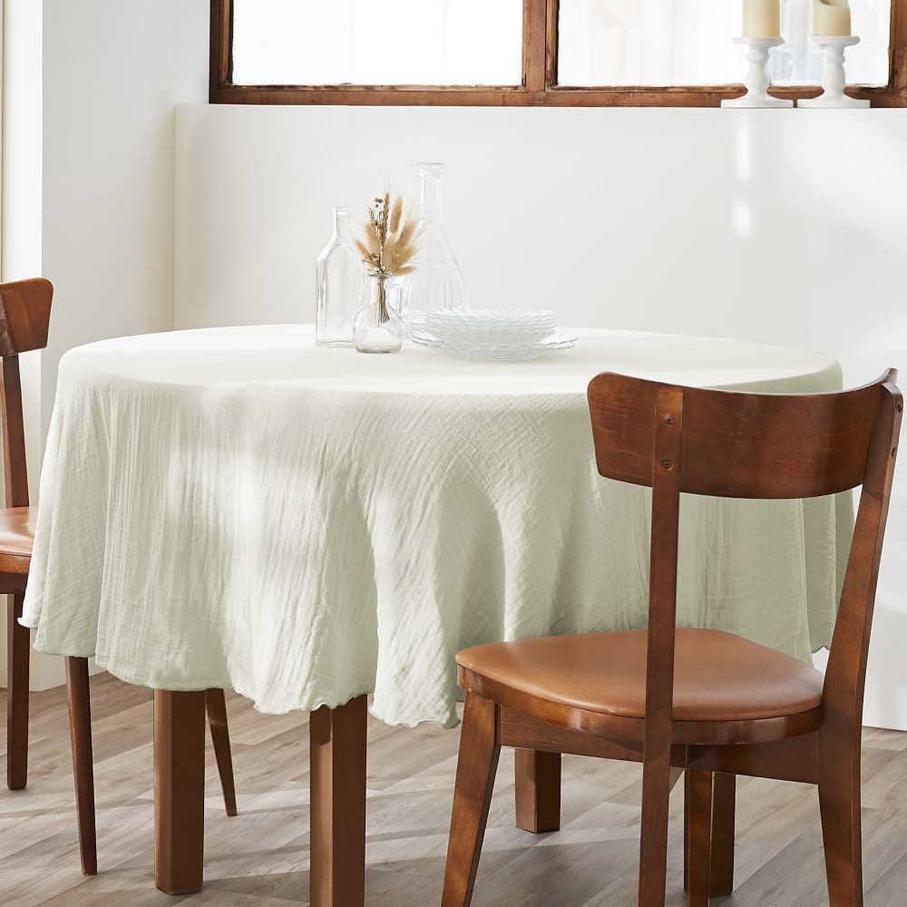Nappe ronde gaze de coton vert d'eau 180x180 cm Nappe ronde gaze de coton vert d'eau 180x180 cm