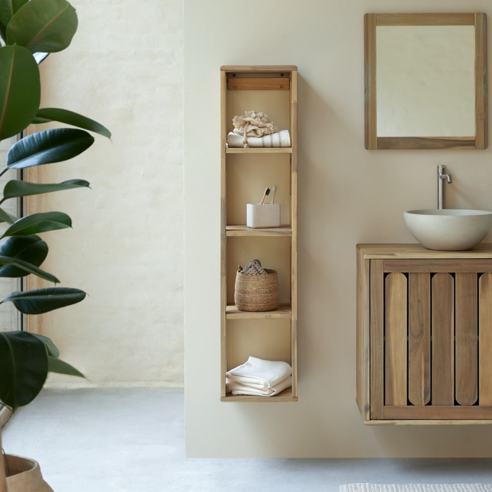 Tikamoon Hängeschrank aus massivem Akazienholz style vintage Beige