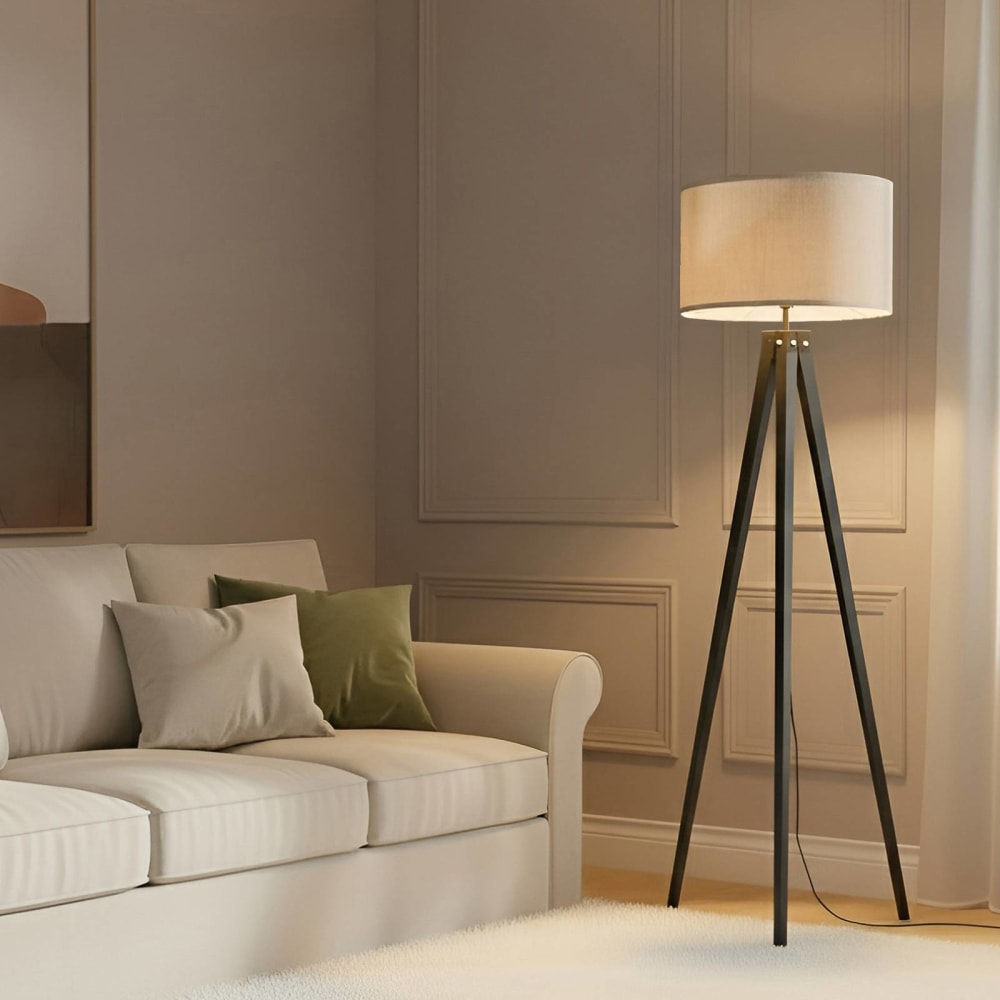 Stehlampe aus Textil, schwarz - Maisons Du Monde
