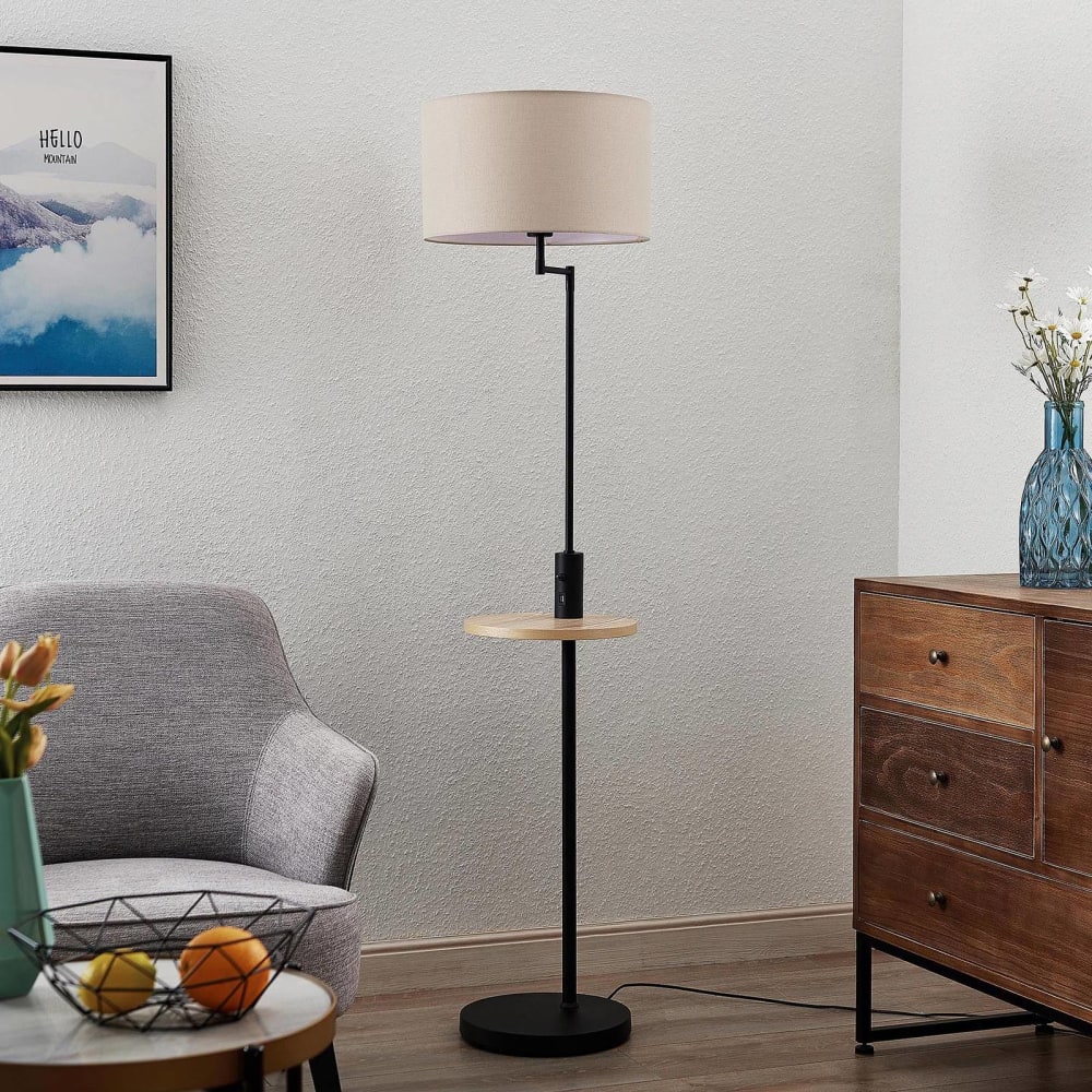Lampadaire tissu en métal noir - Maisons du Monde