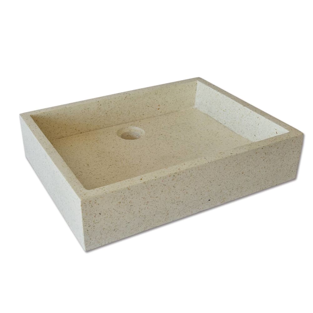 Vasque à poser en terrazzo crème 45 × 35 - Maisons du Monde