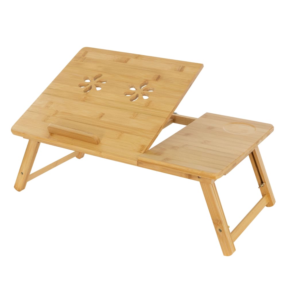 ML-Design Laptoptisch Natur aus Bambus höhenverstellbar & klappbar mit Schublade Braun Bambus