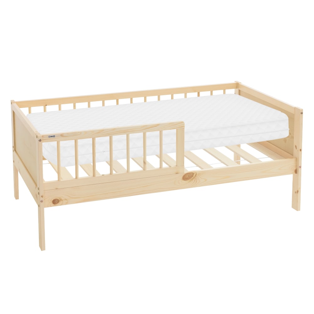 Lit enfant simple 70x140 cm matelas et barrière inclus bois beige