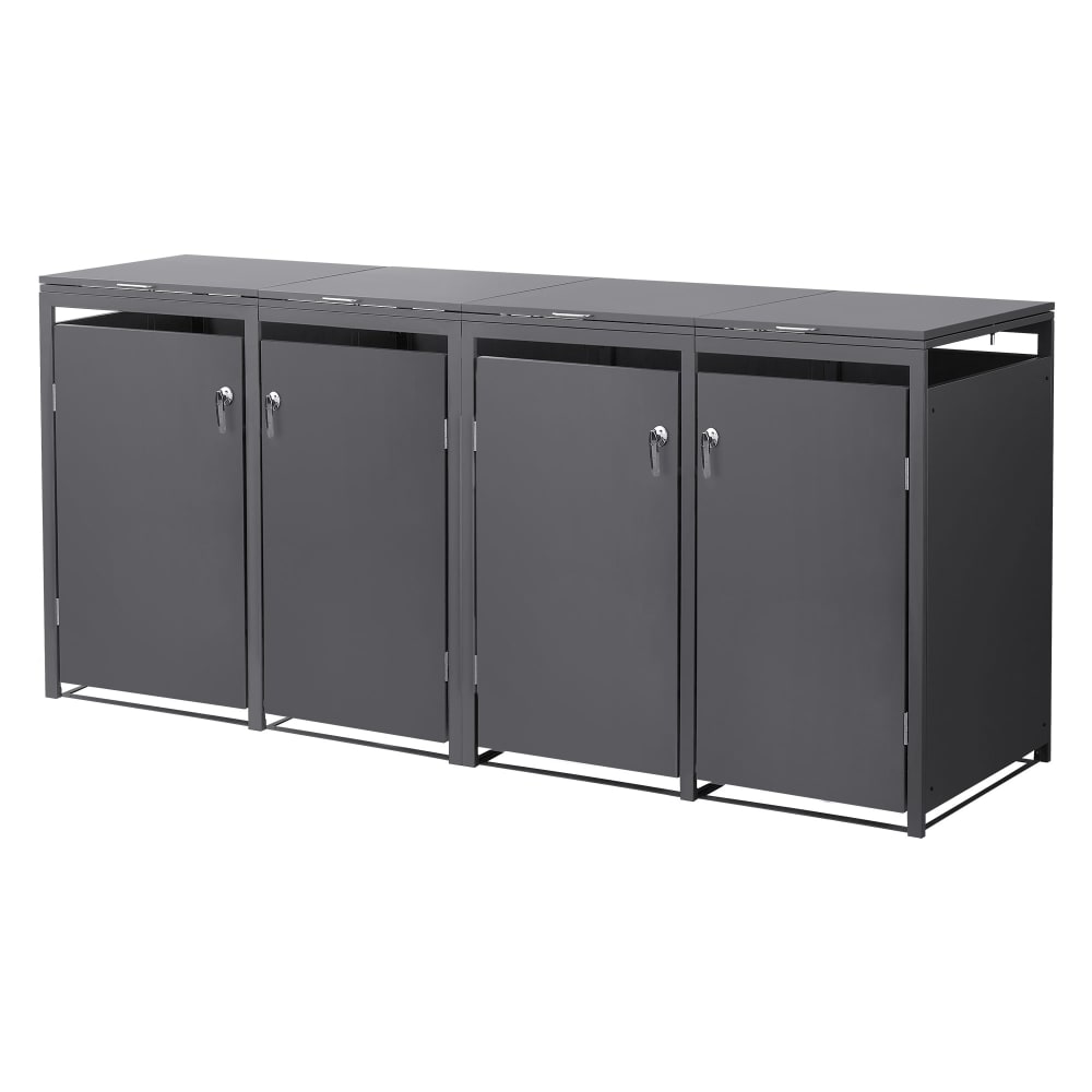 Abri pour 4 poubelles 264x80x116,3cm 240l anthracite avec couvercles Abri pour 4 poubelles 264x80x116,3cm 240l anthracite avec couvercles