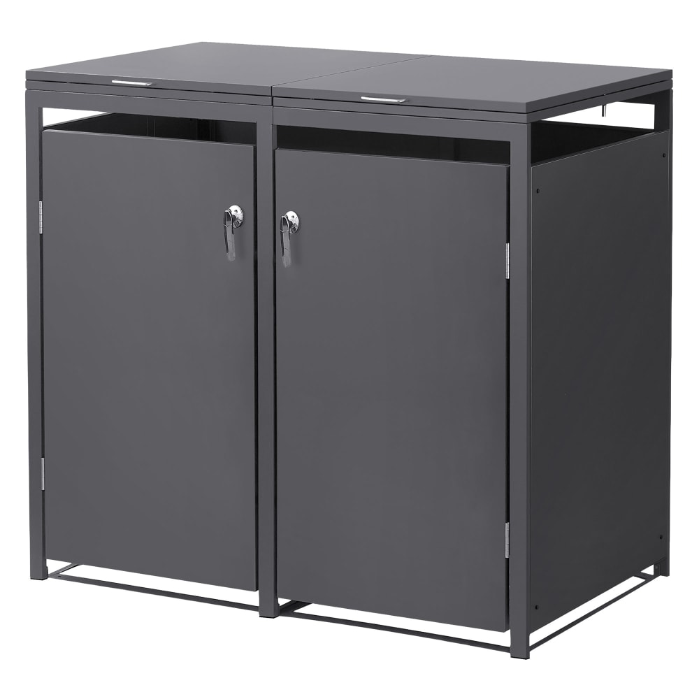 Abri pour 2 poubelles 132x80x116,3cm 240l anthracite avec couvercles Abri pour 2 poubelles 132x80x116,3cm 240l anthracite avec couvercles