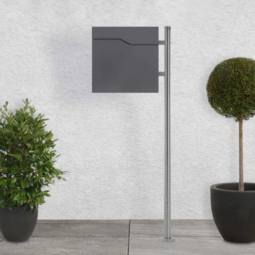 Standbriefkasten mit Zeitungsfach, Design Briefkasten mit Pfosten