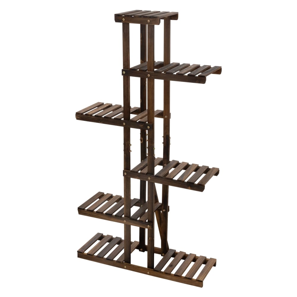 ML-Design Blumenregal aus Holz, 75x27,5x140 cm, Pflanzenregal 6 Ebenen Braun Holz