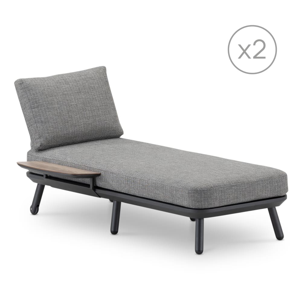 Pack 2 chaises longues - grise