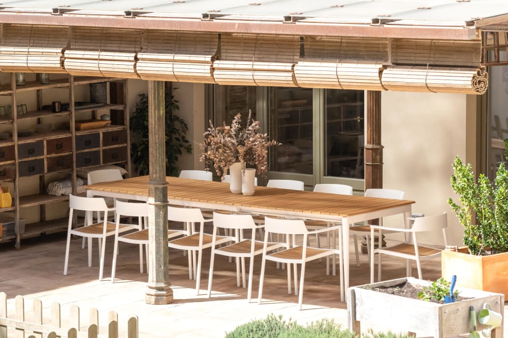 Set à manger à rallonge de jardin 8 places blanc - Maisons du Monde
