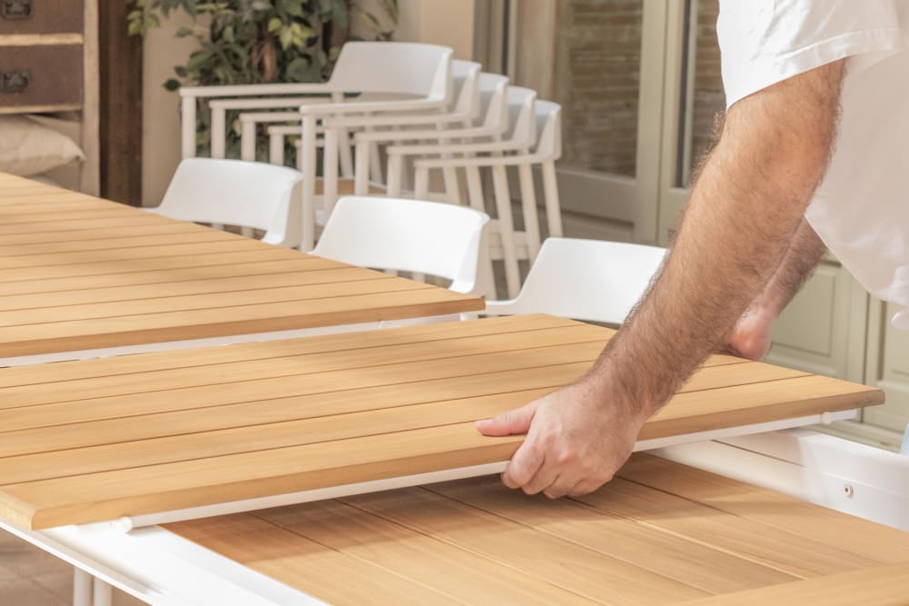 Set à manger à rallonge de jardin 8 places blanc - Maisons du Monde